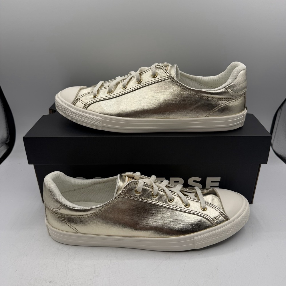 Converse Chuck Taylor Dainty Lucky Ox Shoes Womens Sz 8.5 Gold Metallic A15448C